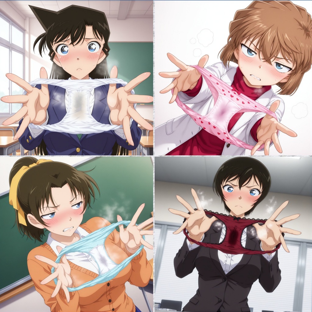 【名探偵コナン】ヒロインたちに1日履いてたムレムレの下着を広げて見せてもらう