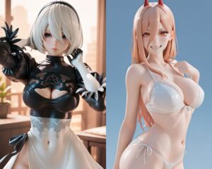【AI生成】人気アニメキャラを魔改造エロフィギュア風に出力