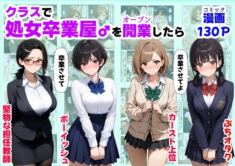 【エロ漫画】クラスで『処女卒業屋』を開業したら･･･？